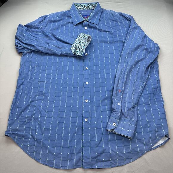 Robert Graham Shirt Mens 2XLT Geometric Pattern Designer Contrasting Trims - Picture 1 of 16